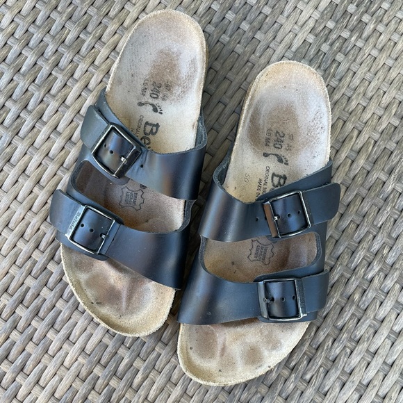 Birkenstock Shoes - Vintage Black Leather Betula Birkenstock Sandals